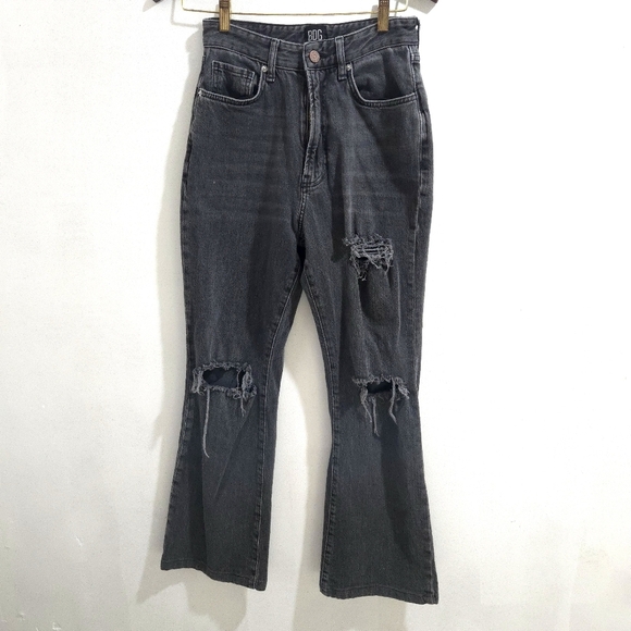BDG | Women's Distressed Black Jeans Stretch High Rise Flare - Picture 1 of 11